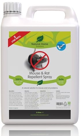Peppermint Oil Mouse Rat Repellent Big Value 5L Refill Stop Mice Rats Entering Getting Under Door in Garden On Bird Feeder Climbing Rodent Natural Cedarwood Peppermint