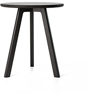 Raico Beistelltisch Rund Walnussholz Massivholz Minimales Dunkles Holz Skandinavischer Beistelltisch für Wohnzimmer Sofatisch Nachttisch-Akzent Kleiner Couchtisch aus Holz (Schwarze Eiche)