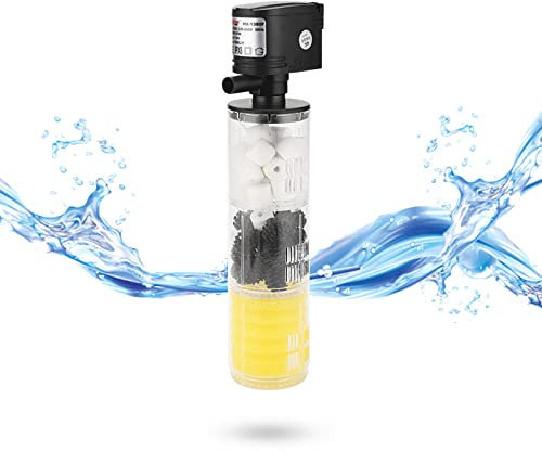 3 in 1 Bomba Sumergible con Filtro para Acuario Bomba de Agua Bomba de Aire, Mini Bomba de Agua 1800L/H con Filtro Interno para Tanque de Tortugas, Bomba Aire Acuario Flujo de Aire Ajustable