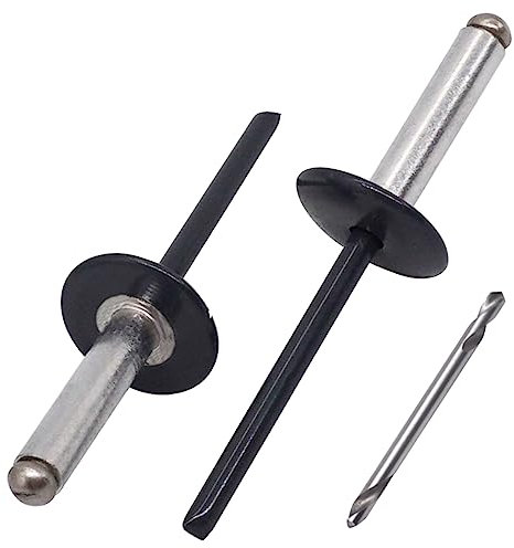 SKIR'CO (100 uds) Remaches ciegos de aluminio con brida grande 4,8 x 20 mm, mandril de acero inoxidable, RAL 7016 gris antracita (broca incluida)