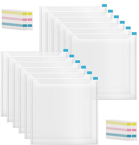 Wobekuy 12 Stück Papieraufbewahrung,Scrapbook-Papieraufbewahrung mit klebrigen Registerkarten für Papier,Gemälde,Karton und Fotos.