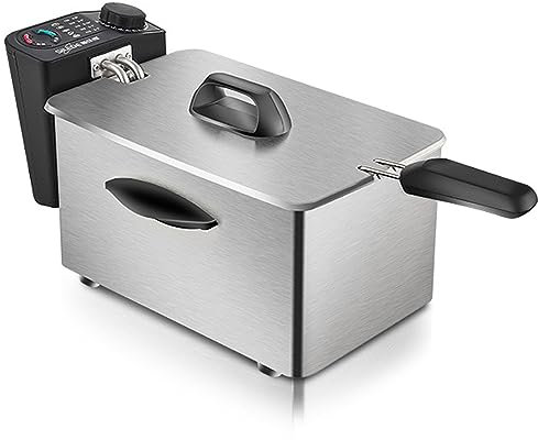 RUYICZB Electric Deep Fryer with Basket, Removable Oil Container, 2.5L Countertop Kitchen Frying Machine Temperature Control for Home Kitchen And Restaurant Stainless Steel Fat Fryer