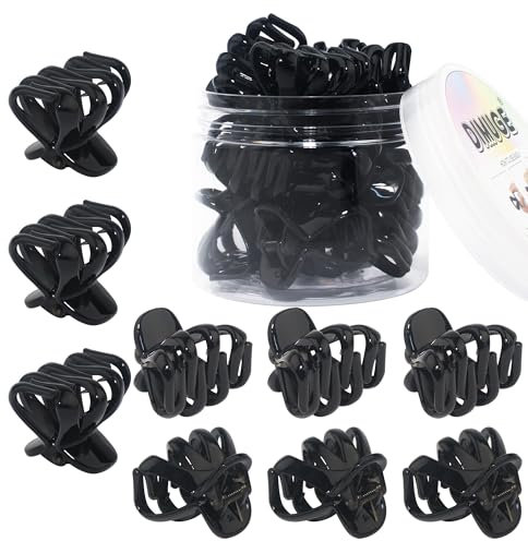 DIMUGE Lot de 9 pinces à cheveux robustes en forme de pieuvre noires de 4 cm de taille moyenne à petite pour femmes et filles, cheveux épais, pinces à cheveux pour coiffer la section