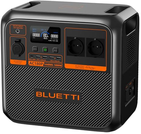 BLUETTI Portable Power Station AC180P, capacità 1800 Wh, 2000 W (4800 W picco), uscita AC, generatore di corrente affidabile per uso esterno