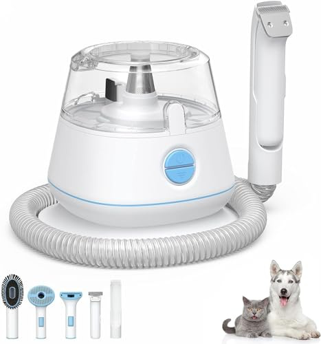 KIMORE Kit de toilettage professionnel à faible bruit pour animaux de compagnie avec aspiration 99 % des poils d'animaux, matériau ABS, silencieux, toiletteur sous vide pour animaux