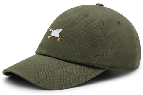 YLCYDLYU Baseball Cap Weiße Gans Baseball Cap Interesse Gestickte Ente Dad Hut Baumwolle Verstellbar Unisex-Armee Grün-M