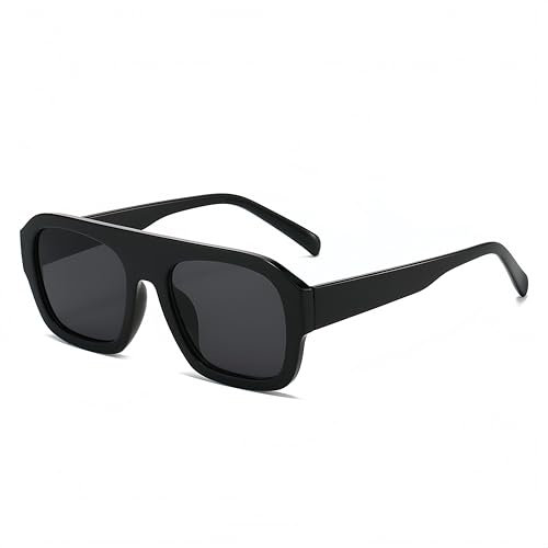 WDZAYXC Dicke Rahmen Mode Sonnenbrille Hip Trendy Stilvolle Sonnenbrillen für Damen Herren(Schwarz/Grau)