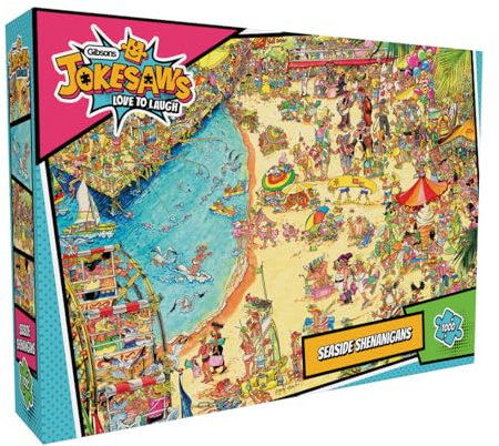 Jokesaws: Seaside Shenanigans | 1000 Piece Jigsaw Puzzle | Seaside Holiday Comedy Puzzle | Sustainable Jigsaw Puzzle for Adults | Premium 100% Recycled Board | Great Gift for Adults | Gibsons Games