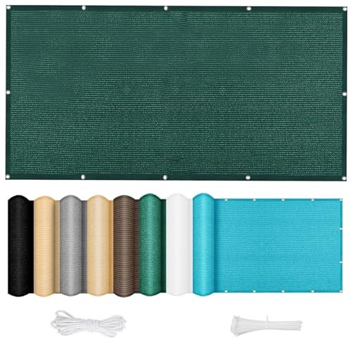 Brise Vue Balcon Exterieur 125 x 900 cm Revêtement et Pare Vue de Balcon Toile de Balcon Brise Vue Jardin avec Attaches de Câble et Cordons pour Balcon et Clôture Porches, Vert Foncé