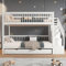 Rtopsu Letto per Bambini a Castello 90x200 cm con LettoEstraibile e Contenitore, Letto a Soppalco con Scala per 2-3 Ragazzi, Rete a Doghe in Legno, Bianco, Senza Materasso