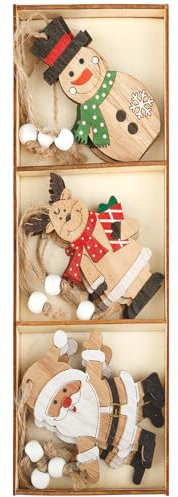 Vanyibro Christmas Doll Wooden Ornaments Set 9 Pieces Wooden Hanging Decorations with Rope for Christmas Tree DIY Crafts Rustic Christmas Decorations