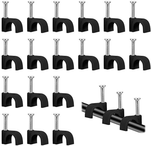 Molain 100 Stück Kabelschellen Nagelschellen, 5,mm Kabelklemmen mit Nägeln Nagelschelle Kabelbefestigung Kabelhalter Cable Clips für Wall Wire Organiser(Schwarz)