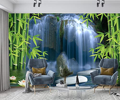 Papier peint 3D paysage cascade B 400 x 280 cm Grande tapisserie murale panoramique pour décoration de chambre à coucher Décoration écologique avec de superbes effets visuels