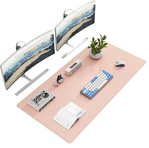 DAWNTREES Schreibtischunterlage,120x60cm,Büro Tischmatte aus Leder,Rutchfeste,Office Groß Mousepad Laptop Schreibunterlage,Geeignet für Büro, Zuhause und Desktop-Einsatz (Rosa)