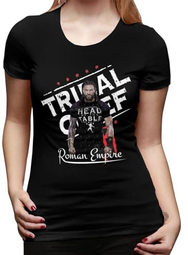 limitemm Roman Reigns Damen-T-Shirt, modisch, Rundhalsausschnitt, Baumwolle, kurzärmelig, für Damen, Schwarz , XL