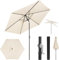 WOLTU Ombrellone da Giardino, Ombrellone da Spiaggia Grande con Manovella, Ombrellone da Esterno, Protezione UV per Terrazza, Mare, Piscina, Diametro 240cm, Beige