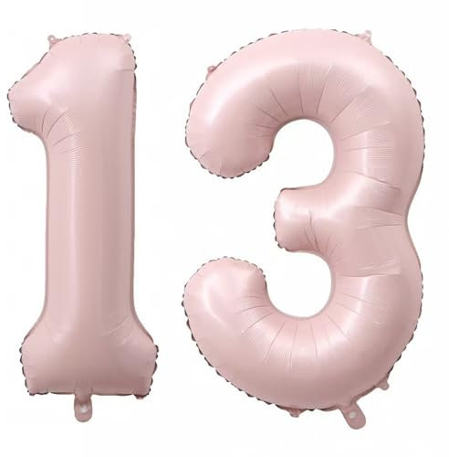 Alaoo Luftballon 13 Geburtstag Zahl, 40 Zoll Rosa Creme Folienballon, Riesenzahl Ballon für Mädchen Junge Geburtstag Party Dekoration Jahrestag Dekorationen