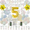 Cartoon themed Geburtstag Deko, 5 Jahre Kinder party deko set, Enthält Banner, Zahlenballon, Kuchendekoration, Hängende Figuren, Latexballons, Tattoo-Aufkleber, Aluminiumfolien ballons