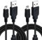 Mcbazel Lot de 2 Câbles de Charge et de Connexion USB vers Mini USB de 3 Mètres pour Manette DualShock pour PS3/Gamepad/Appareil à Port Mini avec Anneau Magnétique Anti-Interférences – Noir