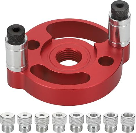 Zocipro Holzbearbeitungs Bohrhilfe, Bohrlocher Mittenfinder mit 3/4/5/6/7/8/9/10mm Bohrbuchsen, Bohrerführung für Vertikale Bohrungen (Rot)