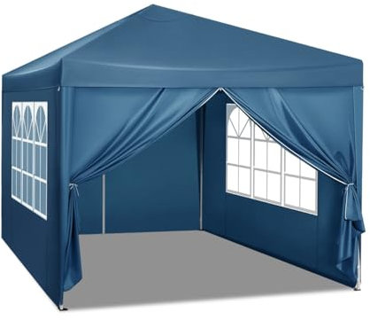 MNEVZX Cochera Exterior Toldo Plegable de 3 x 3 m, Impermeable, con protección Solar UV y Bolsa de Transporte, para Camping, cenador, Parasol y Refugio. Toldo de Coche(Blue)