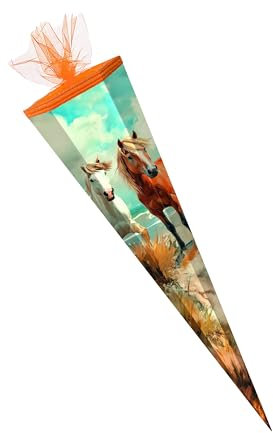 Schultüte / Zuckertüte / 85cm / eckig / Pferde