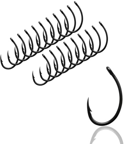 AMZfishing® NEU 40x Karpfenhaken Curve Shank Laser 3X | Karpfen Haken | Angelhaken Karpfen | Boilie Haken | Karpfen Rig | Karpfenangeln | Karpfen Köder (Curve Shank 40, b: #4)