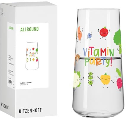 RITZENHOFF 8181004 Universalglas 600 ml - Serie Farm - Trinkglas Nr. 1 mit Motiv Tiere- bunt - Made in Germany