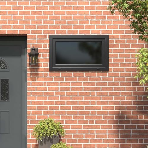 Mokuyary Ventana de sótano 100 x 60 cm PVC y vidrio Gris antracita Ventana de ventilación para cobertizos y graneros del hogar Inclinable y girar a la derecha