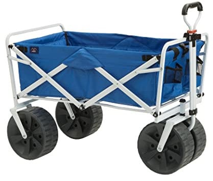 MacSports Schwerlast Faltbarer All-Terrain-Strandwagen, Blau/Weiß