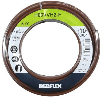 Debflex 155326 - Bobina HO3VVH2-F 2 x 0,75, 10 m, colore: Marrone
