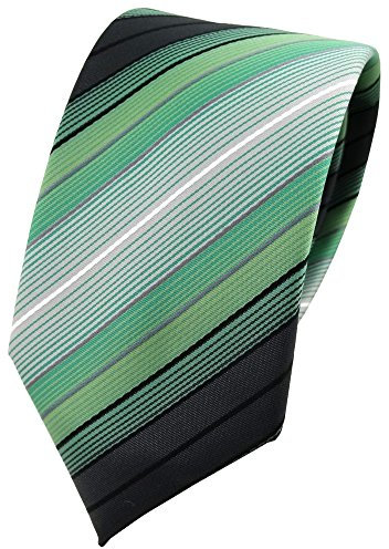 TigerTie - schmale Designer Krawatte in mint grün anthrazit schwarz silber gestreift