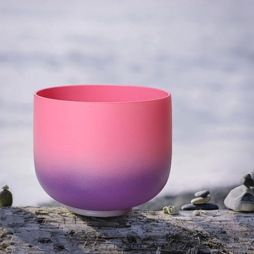 TOPFUND G Note Crystal Singing Bowl Throat Chakra 10 inch with Heavy Duty Carrying Case and Suede Striker