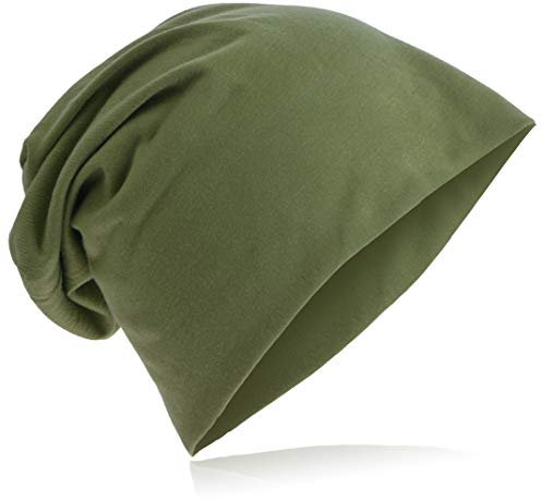 Miobo Slouch Beanie Mütze, Long, Unifarbe, Herren Damen, Farngruen
