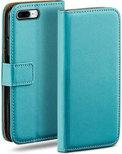 moex Book Case für iPhone 7 Plus/iPhone 8 Plus Handyhülle mit Kartenfach, Hülle klappbar 360 Grad Schutzhülle, Klapphülle Flip Case Cover, PU Leder Handytasche Lederhülle, Türkis