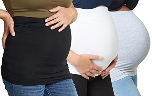 Maddie Moo Belly Bands - Available in 8 Sizes and 7 Colors. Maternity & Postpartum Shirt Extender 3 Packs for All Stages of Pregnancy