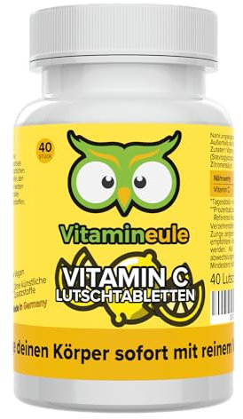 Vitamin C Lutschtabletten - hochdosiert 600 mg - bioaktiv & pflanzlich - Produktion in Deutschland - vegan & ohne Zusatzstoffe - laborgeprüft - für Erwachsene & Kinder - Vitamineule®
