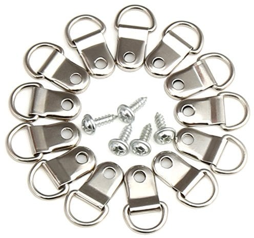 H&S Ganci per Quadri con Anello e Chiodi per Quadri Muro - Gancetti per Appendiabiti da Parete - 80 Pezzi Argento - Attacca Quadro Muro in Acciaio Inox - Per Cornici e Oggetti