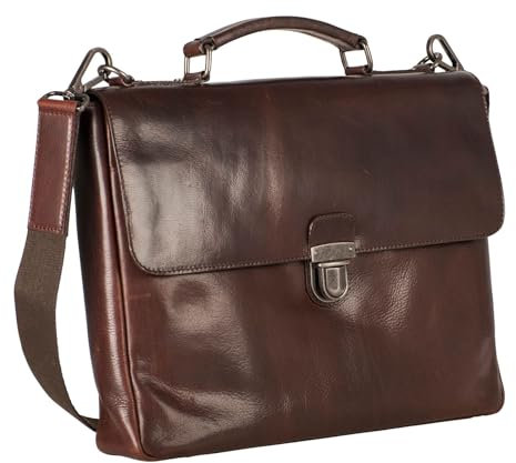 Leonhard Heyden Aktentasche Umhängetasche mit Laptopfach Roma Briefcase 1 Compartment Brown braun