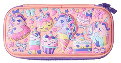 Smiggle Small Hardtop Pencil Case 'Hippy' (Coral Pink Uni-Cone)