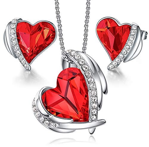 CDE Jewellery Sets Gifts for Women Heart Necklaces and Earrings Set Valentines Christmas Anniversary Birthday Mother's Day Jewelry Gifts for Mum Her Wife