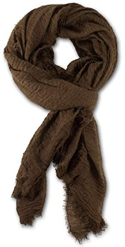 fashionchimp BASIC-Schal für Damen mit weichem Fransensaum, Tuch in leichter Qualität mit Baumwolle, einfarbig (Braun)