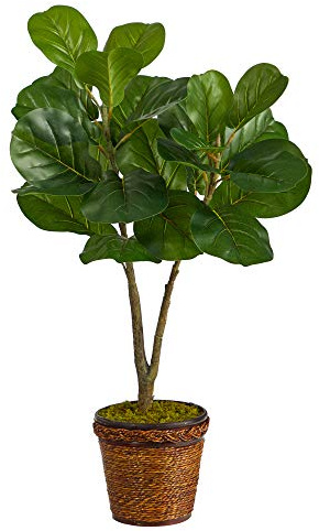 Nearly Natural 33in. Fiddle Leaf Fig Artificial Tree in Basket