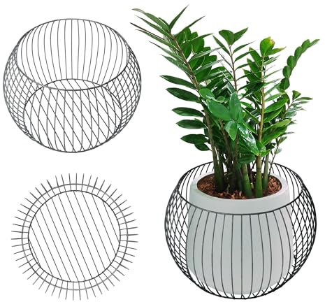 KADAX Gabionentopf aus verzinktem Stahl, wetterfester Steinkorb, Pflanzenkorb, minimalistische Drahtkörbe, Gabione, Stabiler Topf, Gartentopf (⌀ 53 cm)