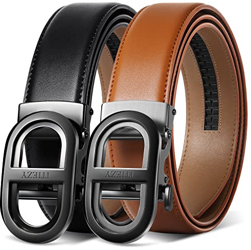 ITIEZY Automatik Gürtel Herren, Ledergürtel Ratsche ohne Löcher, 35mm Gürtel für Herren Business Anzug, Größe Angepasst