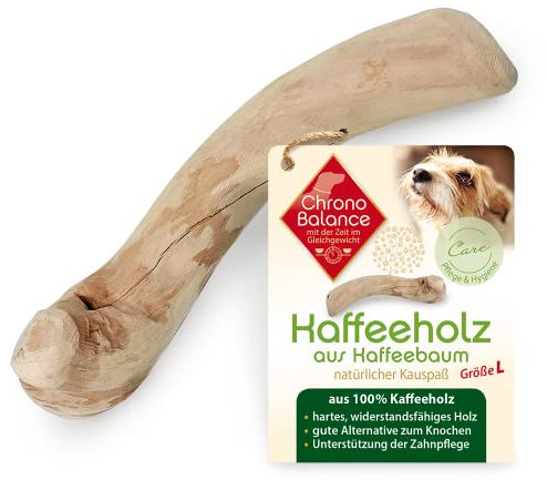 ChronoBalance® Kaffeeholz L Kauknochen für Hunde: Hundespielzeug aus Holz - Robustes Kauspielzeug, Kaustab Kaustange natürliche Zahnpflege, Leckerli Spielzeug Stressabbau Mundgeruch
