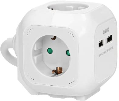 ORNO AE-13144(GS) Steckdosenwürfel Schuko, 2 x USB-Ladegerät, 1,4 m H05VV-F 3x1,5 mm² - Produkt für den Deutschen Markt