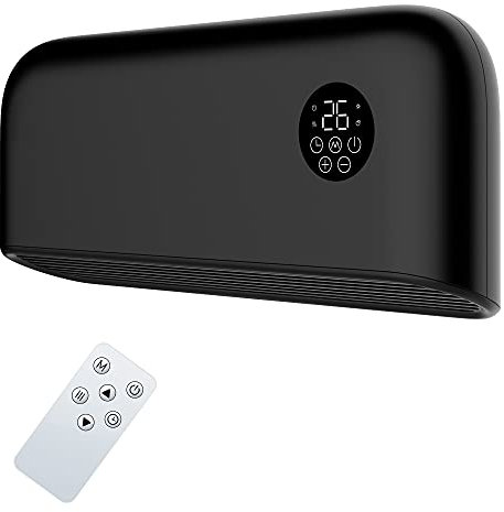 MYLEK Over Door Heater 2000W Wall Mounted Indoor Overdoor Hot Air Downflow Curtain - Fan - With Remote Control, PTC, Thermostat, Timer, Office, Bathroom, Commercial, Garage, (2KW, Black)