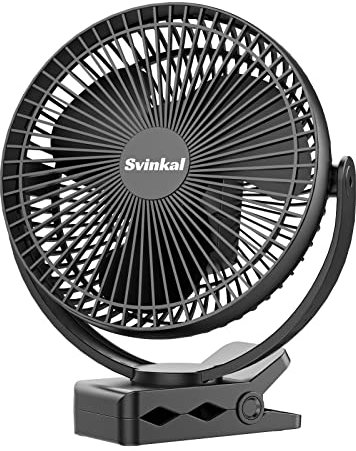 Svinkal Portable Clip on Fan 10000mAh Battery Powered, USB Type C, Supports 720° Adjustment, 4 speed, 8inch Personal Fan for Table, Bedroom, Desk, Camping, Stroller, Golf Cart