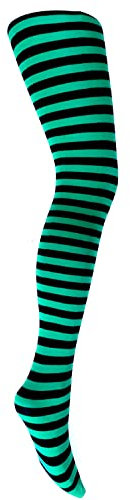 MYSASI Collants rayés pour femme, Vert émeraude et noir, L